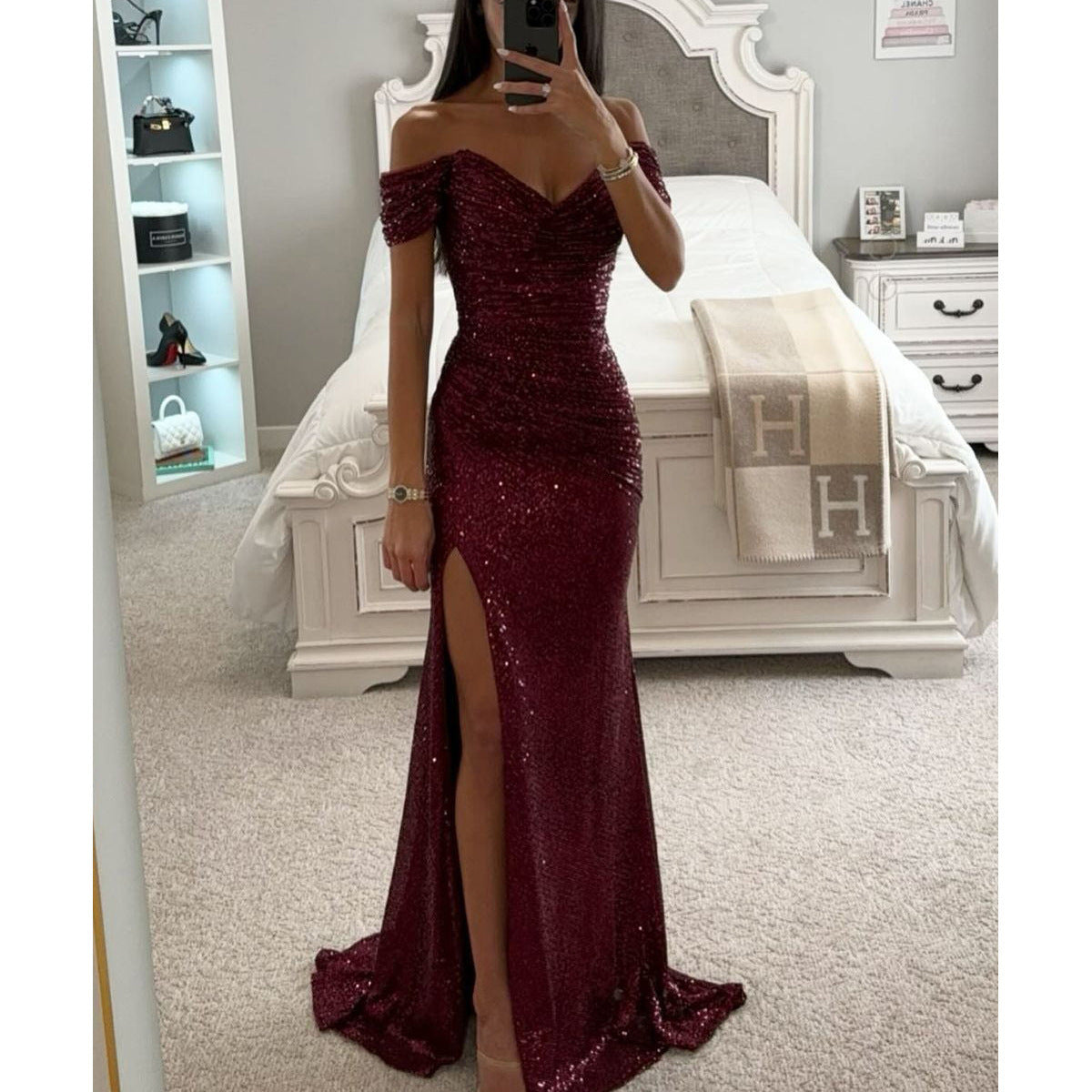 Robe de Soirée à Paillettes – Élégance et Glamour