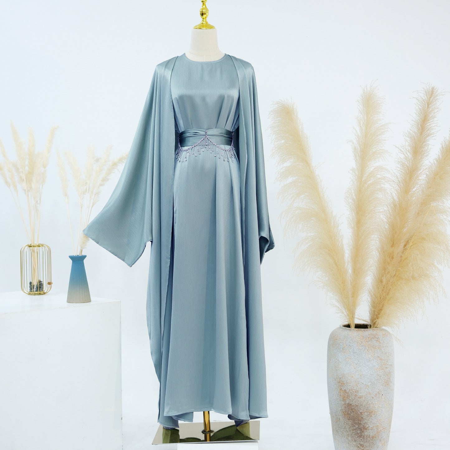 Ensemble Élégant Deux Pièces Femme – Style Turc Dubaï avec Chaîne Cristal