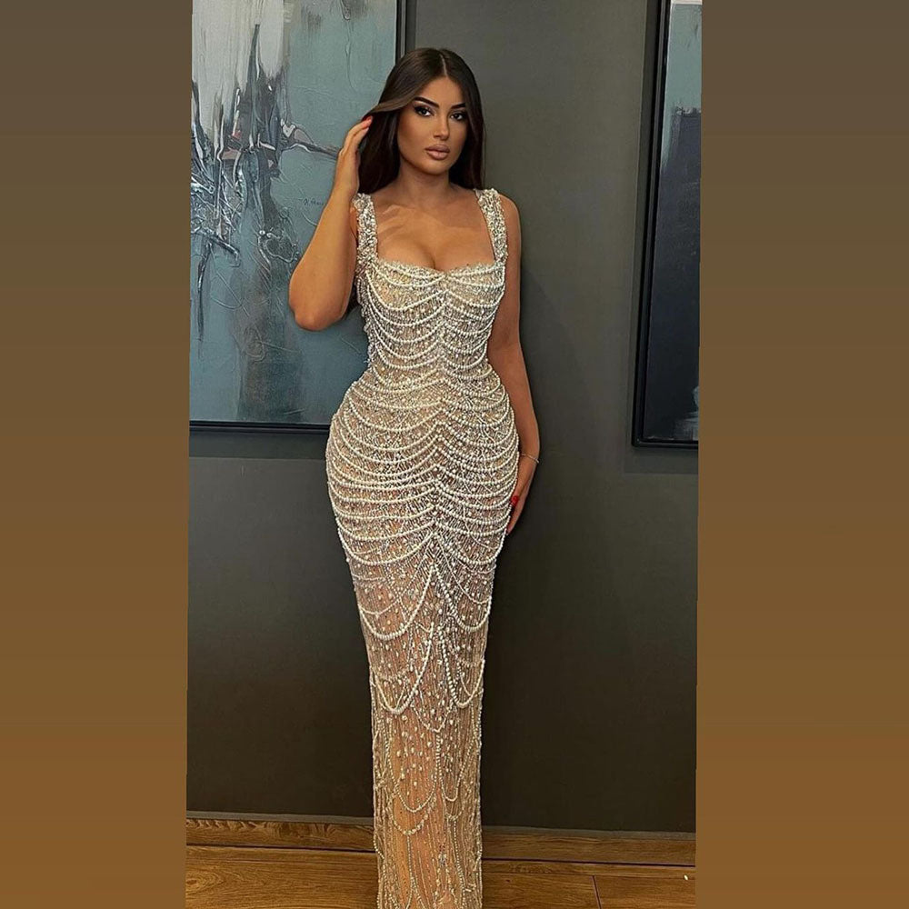 Robe de Luxe à Perles – Élégance Haute Couture