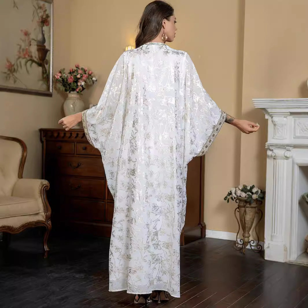 Abaya Brodée Blanche – Élégance & Raffinement