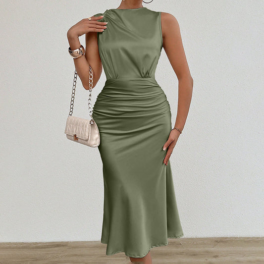 Robe Élégance Sculptée – Coupe Sirène Sans Manches | Tissu Luxe & Détail Cintré