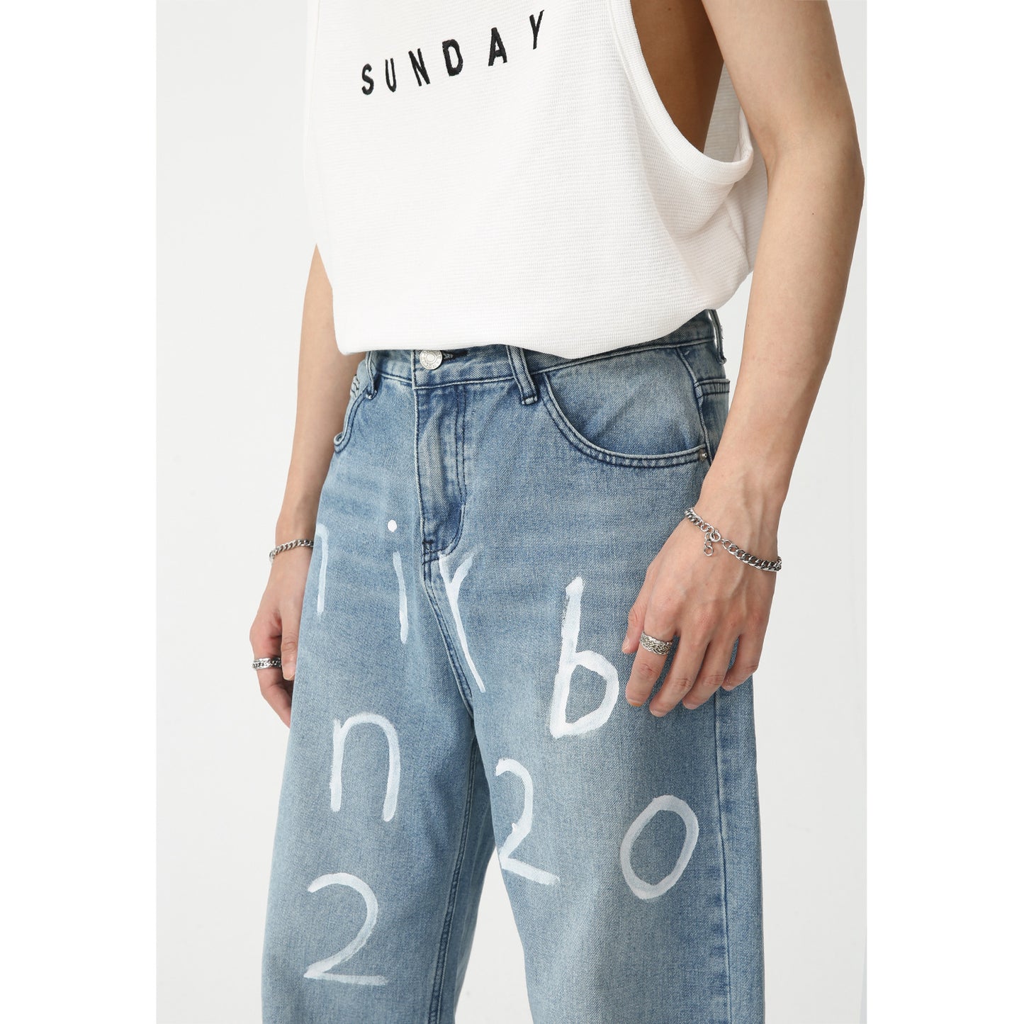 Jean Oversize Streetwear Imprimé Graphique – Unisexe