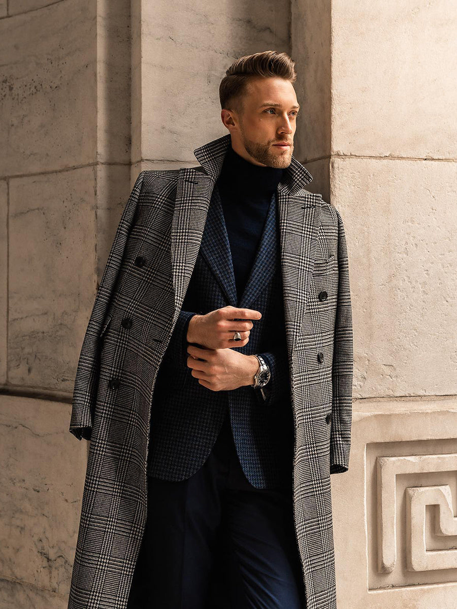 Manteau Homme en Laine à Carreaux – Élégance et Style Haut de Gamme