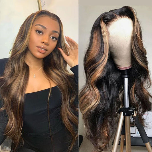 Perruque Lace Front Ondulée – Balayage Caramel