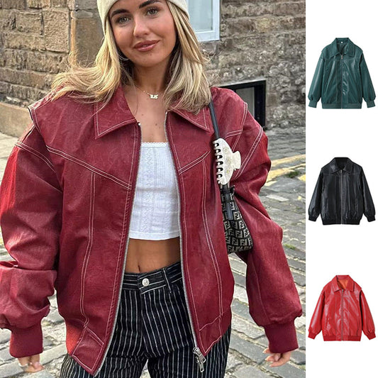 Veste Oversize Simili Cuir Femme – Streetwear Tendance