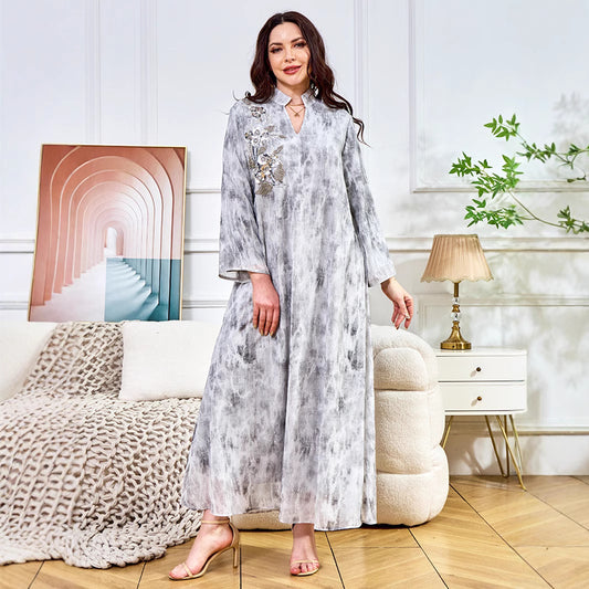 Robe Longue Élégante à Strass – Glamour & Confort