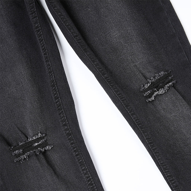 Jean Skinny Fit Homme – Noir Délavé avec Détails Usés