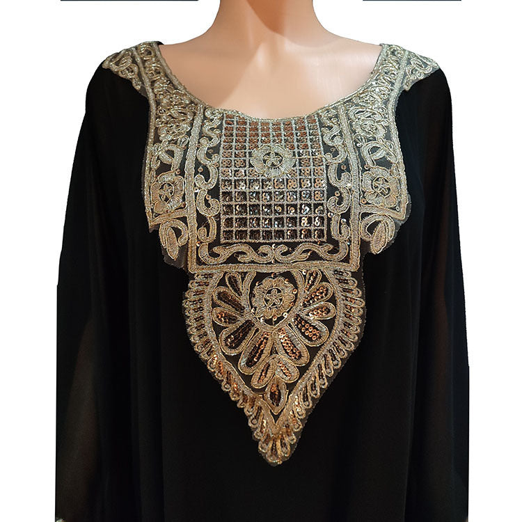 Robe Kaftan Luxe Orientale – Broderies Dorées Élégantes
