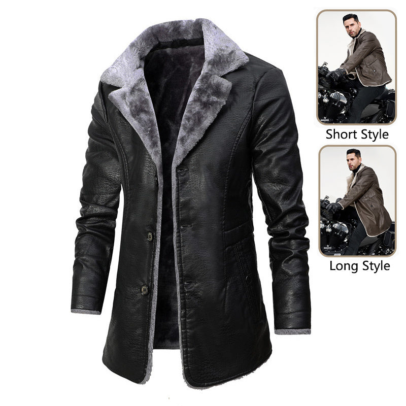 Manteau Homme en Simili Cuir avec Doublure Chaude – Style Biker Élégant
