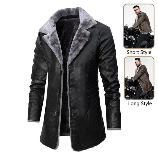 Manteau Homme en Simili Cuir avec Doublure Chaude – Style Biker Élégant