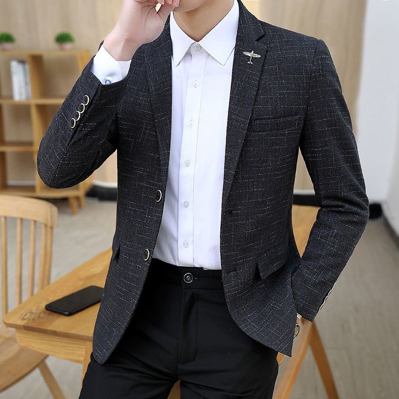Blazer homme bleu foncé texturé, coupe slim chic et moderne