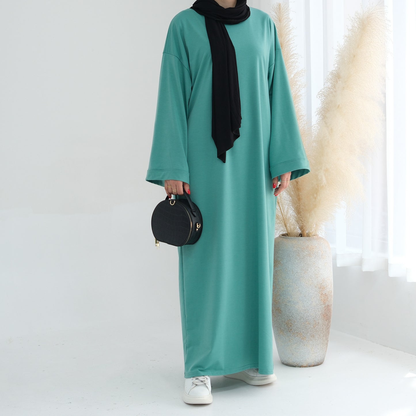 Dubai Middle East Turkey Solid Color Hoodie Dress