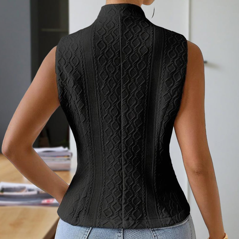 Gilet Femme Sans Manches Élégant – Chic à Boutons, Coupe Cintrée