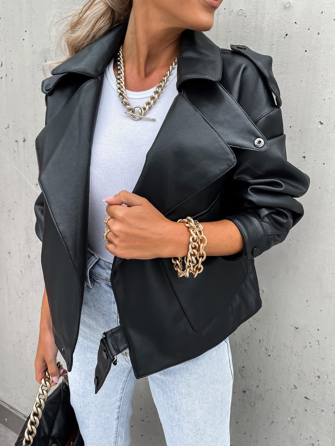 Veste en Simili Cuir Oversize – Style Urbain Chic