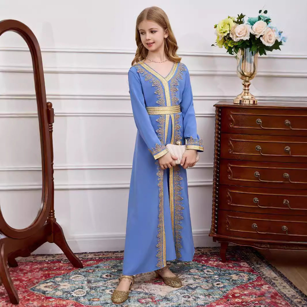 Robe Traditionnelle Enfant – Style Dubaï avec Broderies Dorées