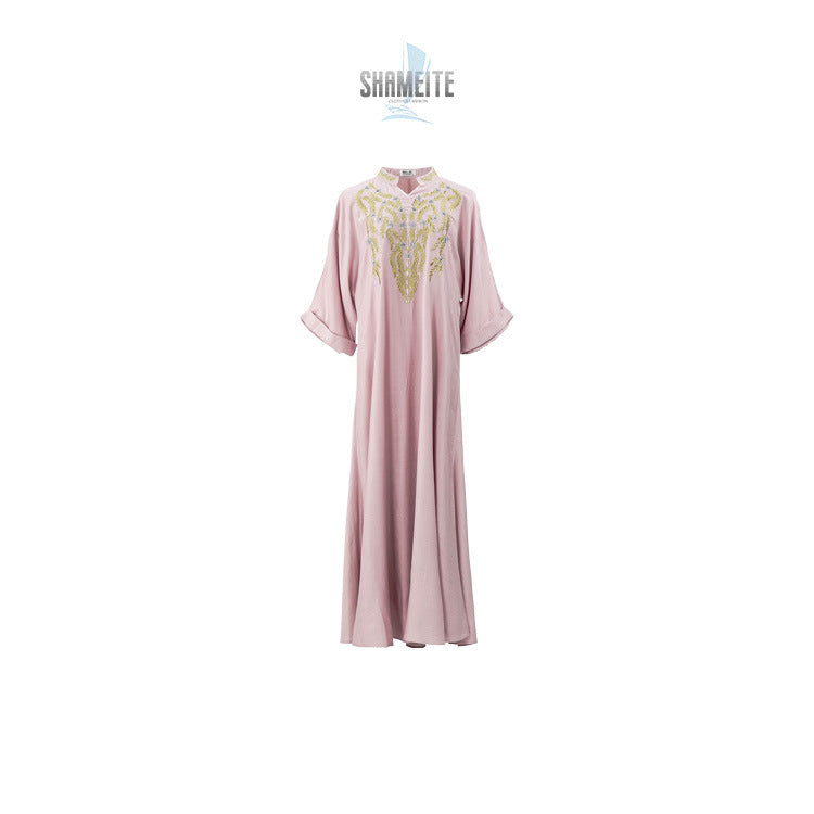 Robe Longue Brodée Femme Musulmane – Style Oriental Chic – Tenue Élégante pour Occasions & Cérémonies