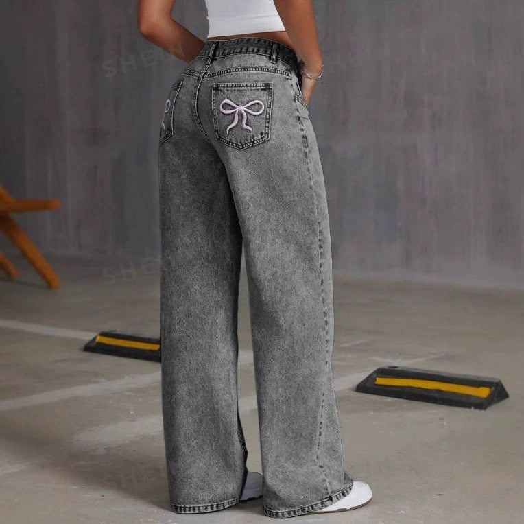 Jean Large Gris Femme – Look Urbain & Décontracté