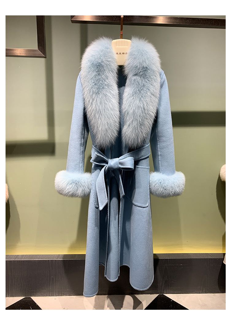 Manteau Long Luxe avec Fausse Fourrure – Élégance et Chaleur