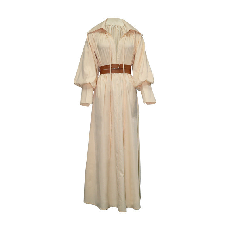 ROBE LONGUE MANCHES BALLOON AVEC CEINTURE – CHIC & STRUCTURÉE