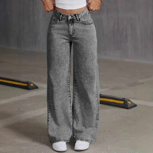 Jean Large Gris Femme – Look Urbain & Décontracté