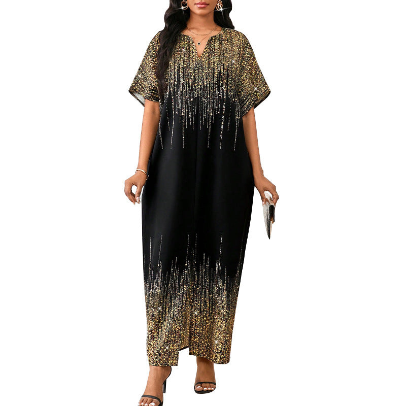 Robe Kimono Dégradée Dorée & Noire – Look Élégant et Tendance