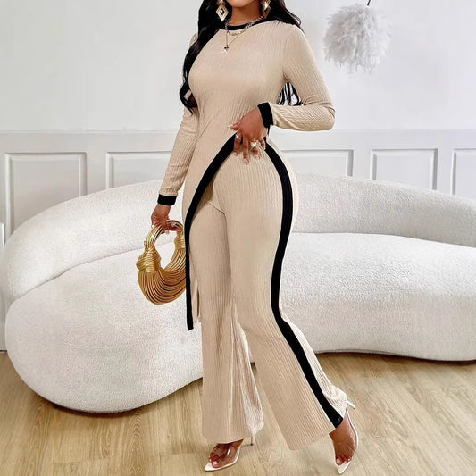 Ensemble Élégance Suprême – Tailleur Femme Deux Pièces en Tissu Fluide | Design Haute Couture Inspiré Paris 2025